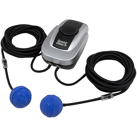 CrystalClear PondAir 2, Complete Aeration Kit, Whisper Quiet Water Garden Oxygenation Bubbler System Adds Oxygen to Koi & Fish Ponds, Outdoor Aerator Compressor Pump, Tubing & 2 Air Submersible Stone Cover