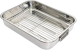 KitchenCraft KCRNR25 Stainless Steel Roasting Tin with Rack, Small, 27 x 20 cm, Silver
