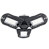 Led Garage Lights, 60W Deformable Garage Lights, 6000LM E26 Base Led Light Bulbs, Ultra-Bright Mining Lamp with 3 Adjustable Panels, 6000K Daylight Garage Ceiling Light for Basement Workshop Warehouse