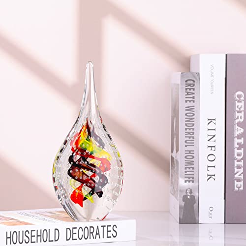 Lccck 9" H Abstract Glass Art Sea Wave Swirl Statue And Sculpture, Modern Art Aquarium Decor Accent, Hand Blown Glass Art Figurines, For Small Statues Decor For Shelves Table Top Decor #TOP7