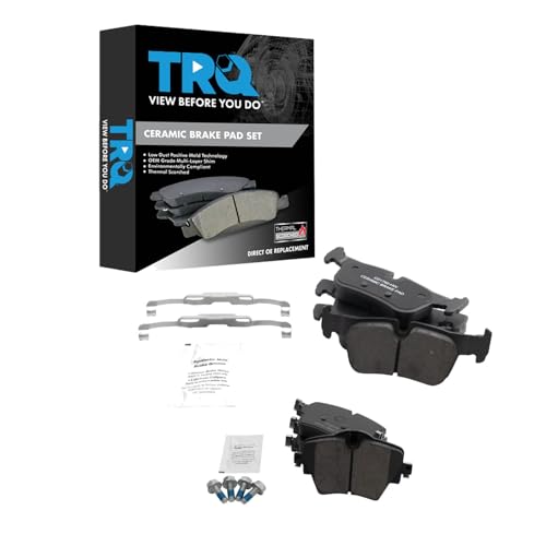 TRQ Front and Rear Ceramic Brake Pad Set Compatible with 16-20 BMW X1 19-20 X2 sDrive28i 19-20 X2 xDrive28i 18 X2 17-19 Mini Cooper Clubman S ALL4 16-19 Cooper Clubman S