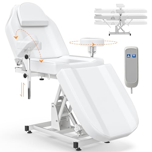 DeerDean Electric Facial Chairs for Esthetician Bed Adjustable Height & Armrests Tattoo Chair for Client 440lbs Capacity for Beauty Spa