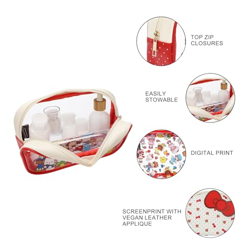 Bioworld Hello Kitty X Strawberry Shortcake Character Print 3-Piece Cosmetic Set3
