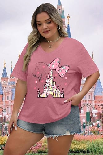 Image of NANYUAYA Plus Size Magic Shirts for Women Castle Kingdom Graphic Magical T Shirt Cute Holiday Princess Tee Vacation Tops