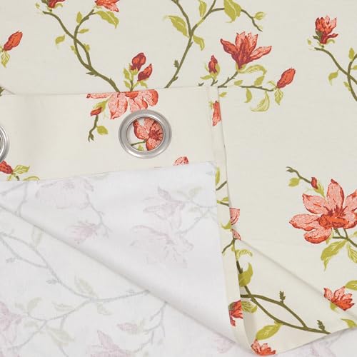 Image of LINENWALAS Decorative Printed Cotton Semi Sheer Curtains 6.5 Feet Long Set of 2 Panel, Grommet Hanging, Floral Printed Long Door Curtains for Living Room, Home Decor (L-6.5xW-4.5 Feet, Amer Bel)