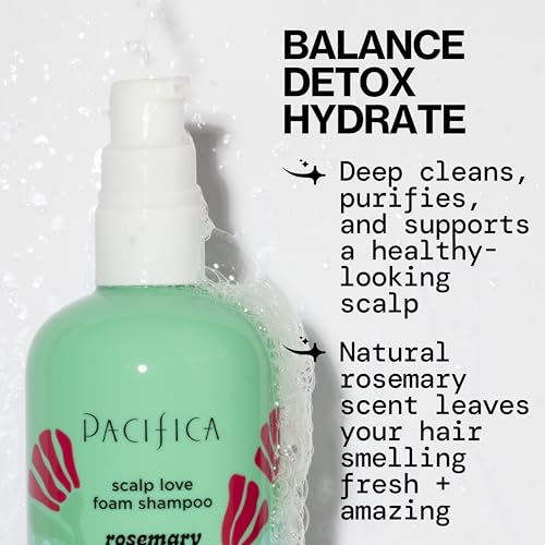 Pacifica Rosemary Mint Scalp Detox Shampoo – Clarifying Shampoo for Dry Flaky Scalp, Removes Buildup & Excess Oil, Invigorating Rosemary + Mint Clean Beauty Vegan Dermatologist Tested