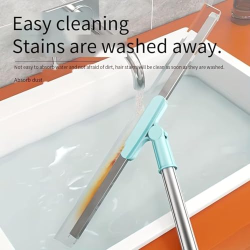 Image of VORLA Wide Heavy Duty Multifunctional Wiper for Bathroom Floor Squeegee with 110 cm Long Handle Adjustable and Silicone Strips,Water Drying 180 Degree Rotating,Viper for Home (Sky Blue)