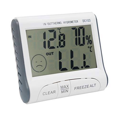 Digitale Wetterstation Hygrometer mit Funkuhr, Innen- und Außentemperaturanzeige, Großem LCD Display, ℃/℉ Schalter
