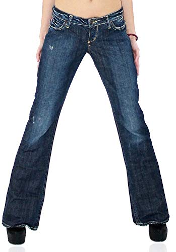 Miss Sixty Extra Low Ty Damen Bootcut Jeans Used-Look Denim (Dunkelblau)...