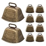 Uonlytech 10個 属製ミニカウベル レトロ風装飾用ベル 小型クラフト用鈴 風鈴ペンダント 馬 羊放牧用ベル スポーツ観戦 イベント用ノイズメー