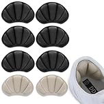 4 Pairs Insoles to Make Shoes Smaller, Heel Grips for Ladies Shoes, Anti Slip and Anti Wear Heel Protectors for Shoes for Women Men Thick Shoe Inserts Back Insoles(Black Beige)