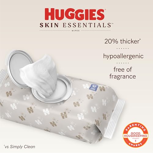 Huggies Skin Essentials Baby Wipes, Hypoallergenic, 99% Water, 6 Flip Top Packs (336 Wipes Total)