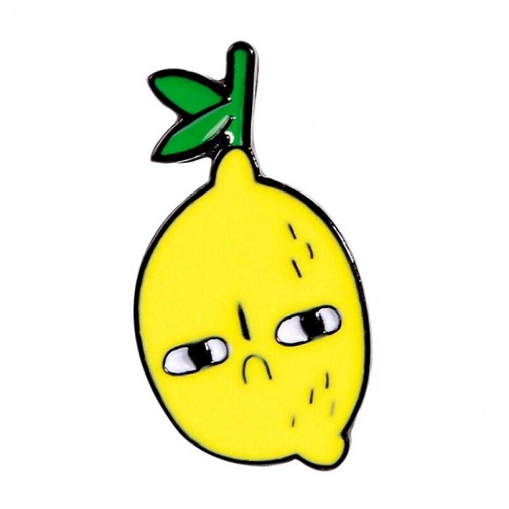 Tossper Yellow 1Pc Lemon Pin Cute Cartoon Lemon Jewelry Badge Fruit Shaped Shirt Bag Brooches Pins For Friends