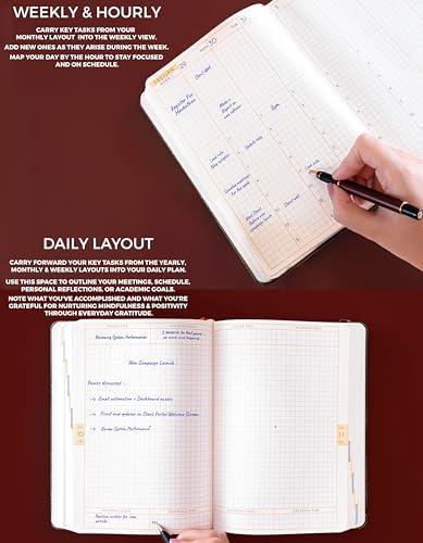 Image of NEORAH - A5 DATED DAILY Planner 2026 ACCOMPLISH - 512 Pages of Yearly•12 Month•52 Week+Hourly•365 Daily Journal Pages•Budget•Habit Tracker-Office Diary Academic Diary - SOFTCOVER - (BLACK ONYX)