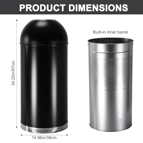 Caneca de basura metálica 58 litros negro miniatura 6