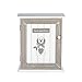 Caja para Llaves 6 Ganchos, Caja Colgador Llaves, Armario de Llaves para la Pared, Madera Blanco y Gris, Decoración para la Cocina y el Hogar con Diseño de Perro