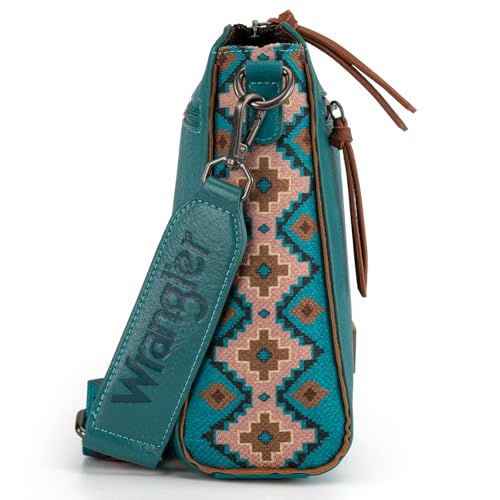 Image of Wrangler Aztec Crossbody Purse Medium Shoulder Bags for Women Western Handbag with Guitar Strap