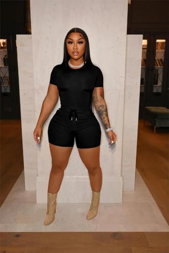 HBQ Women 2 Piece Outfits Summer Sweatsuits Biker Short Workout Sets2