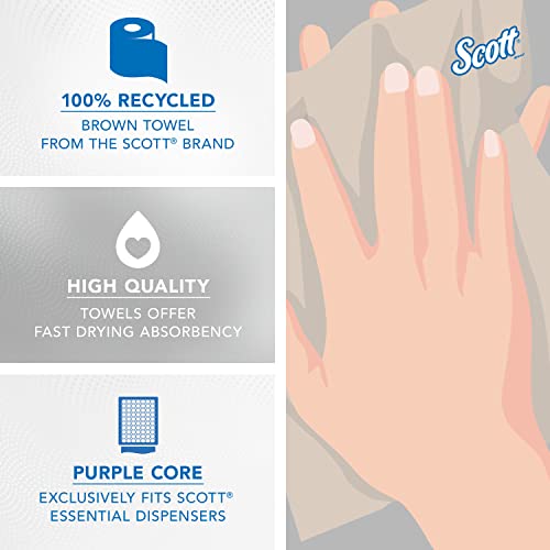 Scott Professional Essential 100% Recycled Hard Roll Paper Towels, Bulk (54038), Hardwound, Absorbency Pockets, Brown, for ScottBrand Purple Core Dispensers (6 Rolls at 700\' Each, 4,200\'/Case) - Thumbnail 5