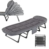 Gziztx Portable Folding Camping Bed, Thick Pad Camping Cot for Adults, Camping Cot with 6-Position Adjustable Backrest, 180×60×30cm, Folding Bed for Travel, Office, Beach, Garden