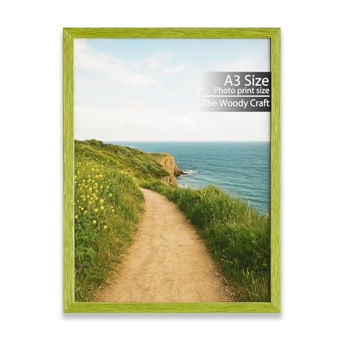 Image of A3 Size Photo Frame | Refresh Your Wall Frame | Sophisticated Green Photo Frames For Wall Decor | Quality Wooden Frame | Poster Frame (11.7x16.5 inch, Green)