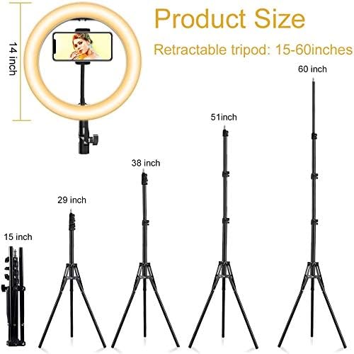 MountDog LED Ring Light 14 inch Dimmable Selfie Ring with Tripod Stand, Flexible Phone Holder, Bluetooth Remote Control and Carry Bag for Live Stream Makeup Portrait YouTube Video Shooting TikTok