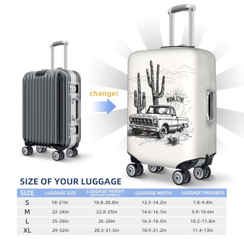 Vintage Cactus Pickup Travel Luggage Covers - Elasticity Suitcase Covers Protector for Luggage 18-32 Inch2
