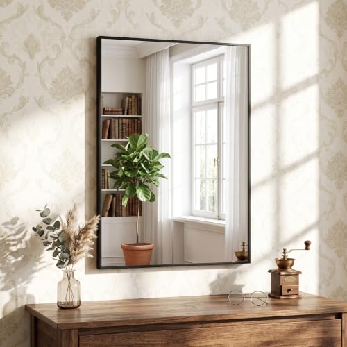 HARRITPURE 30"x20" Rectangle Bathroom Mirror, Black Vanity Wall Mirror