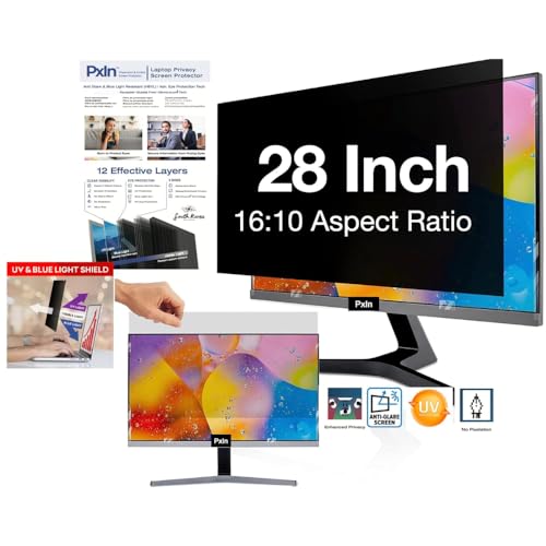 Image of PxIn 28 Inch (16:10) Monitor Privacy Filter Guard | No Eye Strain | Anti-Glare & Blue Light UV, Anti-Scratch, No Dry Eyes