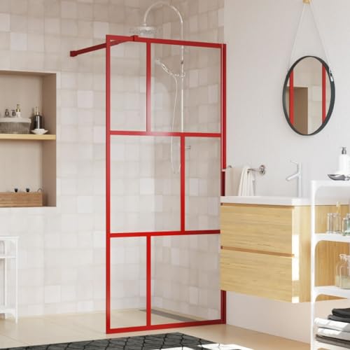 Modern Red Walk in Shower Wall
