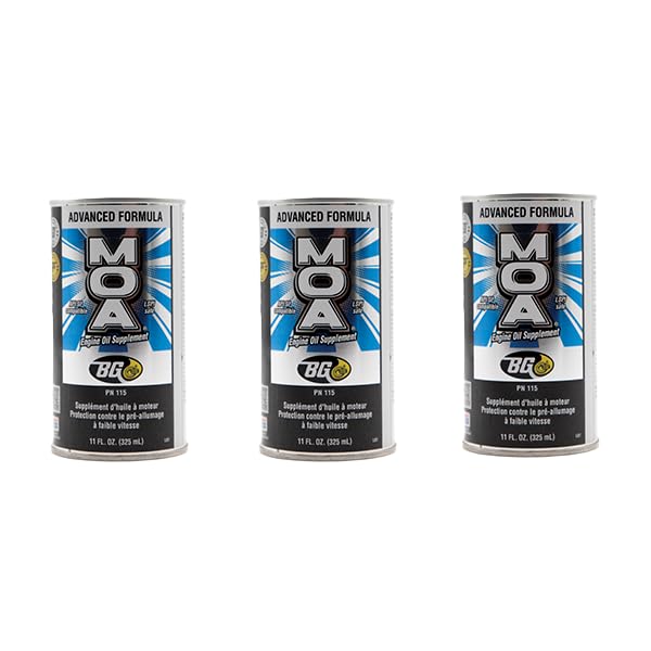3 Cans of BG Motor Oil Additive MOA With Motor God Key Chain