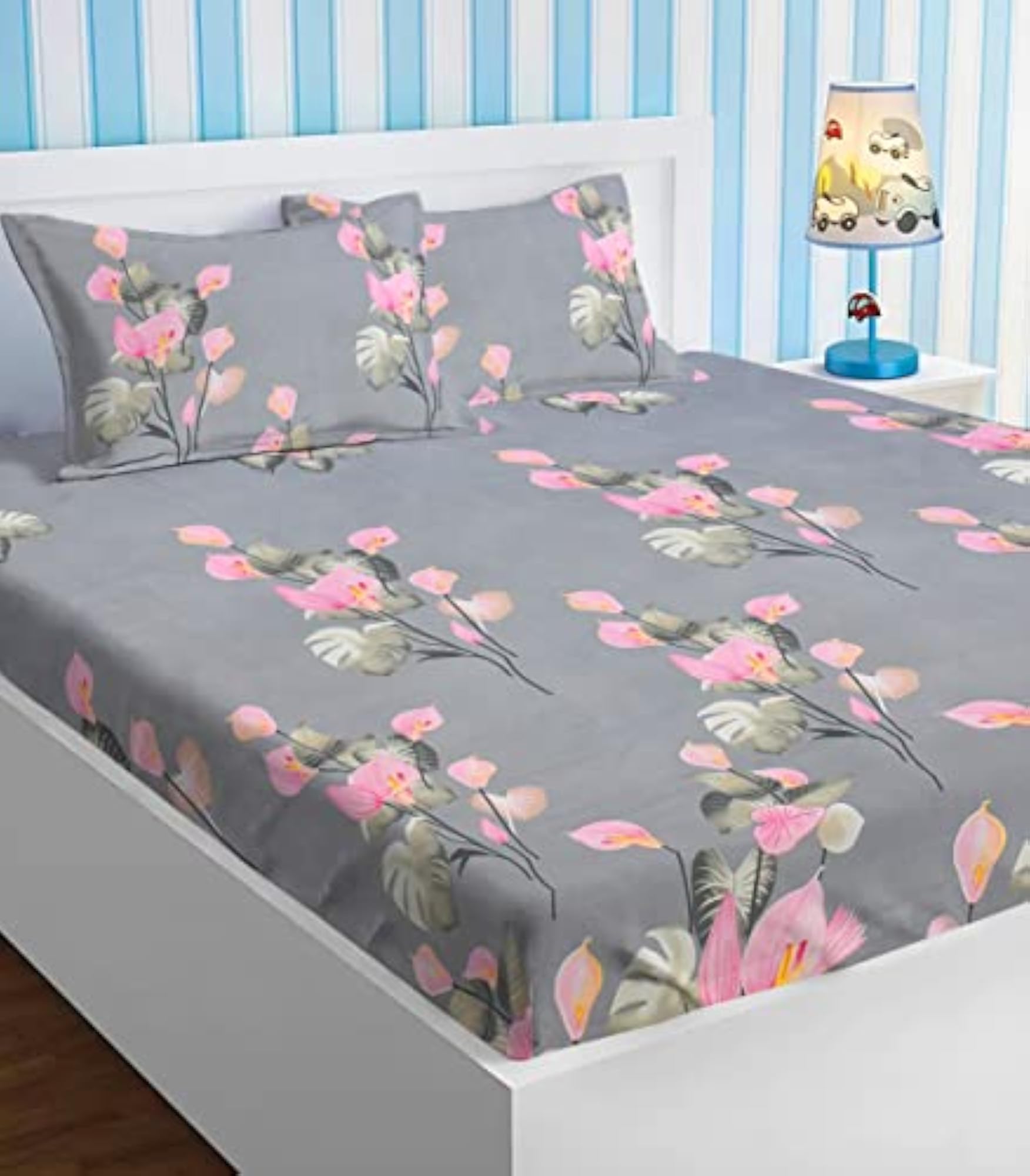 Valancia Collections Microfiber Bedsheet for Double Bed with 2 Pillow Covers