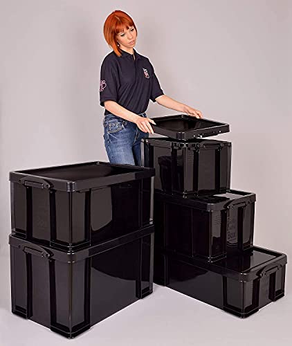 Really Useful Kunststoff-Aufbewahrungsbox recycelt robust stapelbar 64 Liter, Schwarz, 440 x 710 x 310 mm