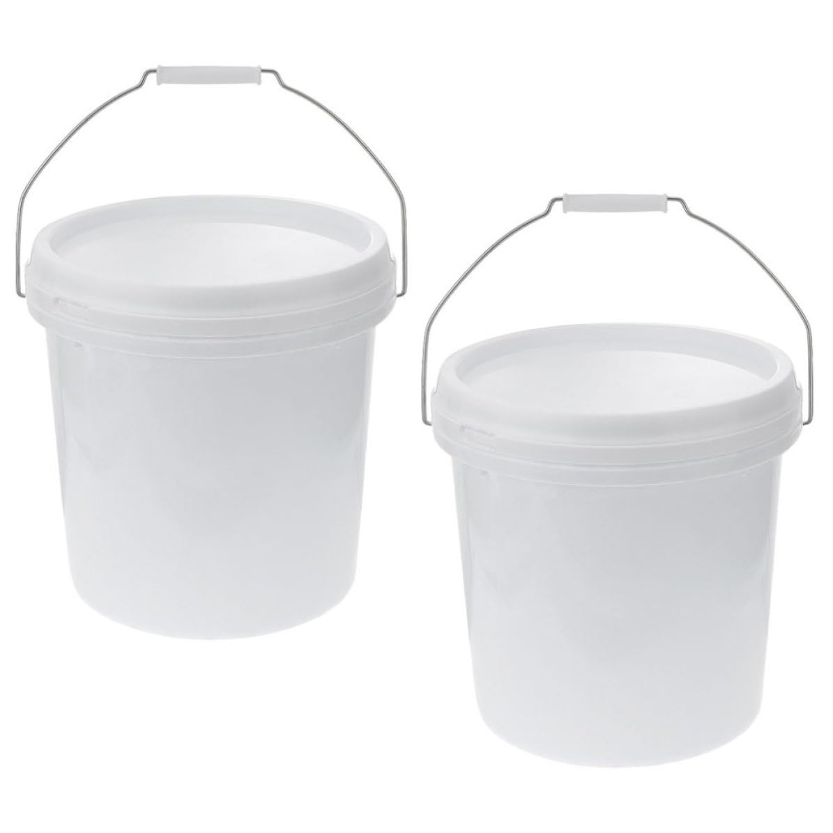 Seau Rond de Peinture 10 L Couvercle, Lot de 2, Blanc