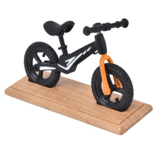 Thonlai Puppenhaus-Minifahrrad, Miniatur-Metallfahrrad mit Verbundholz für Puppenhaus-Dekoration, Balkon, Garten, Wohnzimmer (Schwarz)