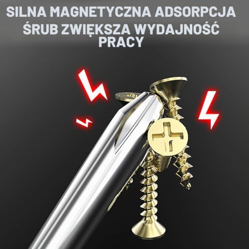 Poraceous 3 szt. Śrubokręt krzyżakowy, 118 mm / 180 mm śrubokręt krzyżakowy, płaski śrubokręt, magnetyczny bardzo podwójna głowica typu Z 90 stopni, do pracy w ograniczonych przestrzeniach