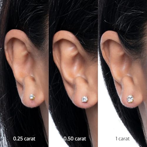 IGI Certified 0.5 Carat Solitaire Lab Grown Diamond Stud Earrings for Women in 14k Yellow Gold - 4 Prong Round Cut (G-H Color, VS1-VS2 Clarity) by Amazon Essentials - Image 6