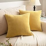 NEERYO Yellow Throw Pillow Covers Decorative Soft Solid Chenille Accent Modern Square Cushion Case...