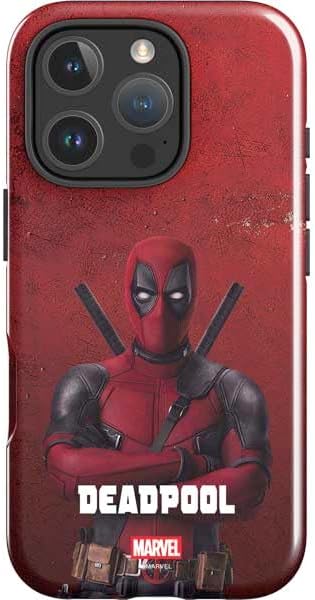 Skinit Impact Phone Case Compatible with iPhone 16 Pro Max - Officially Licensed Marvel Deadpool Legacy Deadpool Red Poster Design