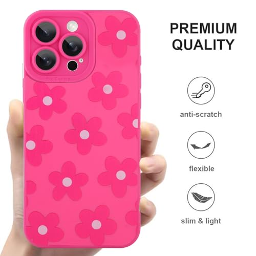 Image of ZIYE for iPhone 16 Pro Max Case Hot Pink Flower Pattern Phone Case
