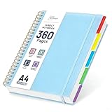 RITOLLO Carnet de notes à spirale, format A4, avec 5 compartiments,...