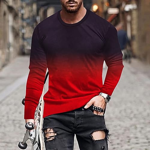Muscularfit Long Sleeve Tee Shirts for Men Graphic Marble Print Casual Pullover Big and Tall Crewneck Sweatshirts Sports Tees2