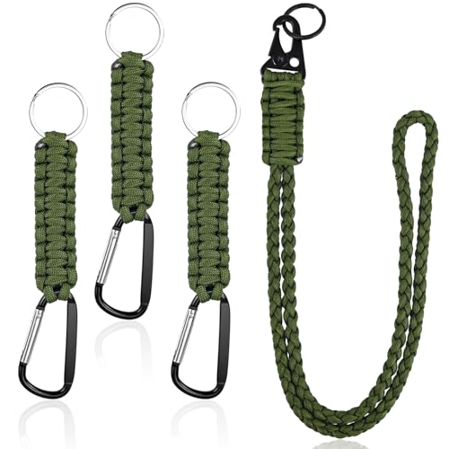JAXICREY 4 Stück Schlüsselband Mit Karabiner, Paracord Schlüsselanhänger, Mini Karabiner Schlüsselanhänger, Schlüsselbund, Schlüsselband Personalisiert für Outdoor Camping, Wandern