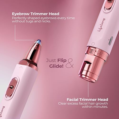 Image of Lifelong 2in1 Face & Eyebrow Trimmer for Woman |Painless Portable Gentle Face Mini Hair Remover |TypeC Rechargeable Facial Hair Removal Machine |Upper Lips, Chin, Ear & Nose |Focus Light, 2Hr Runtime