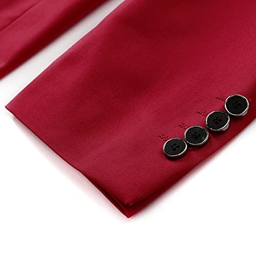 YOUTHUP Blazer Homme avec Noeud Papillon Veste de Costume Formel avec Un Bouton Elégant Classique Blazer pour Mariage d'affaires Bal Smoking, Rouge, XL - Image 8