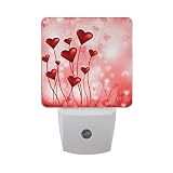 Plug in Night Light Lamp, Valentines Red Love Heart Dusk to Dawn Sensor LED Nightlight Smart Automat