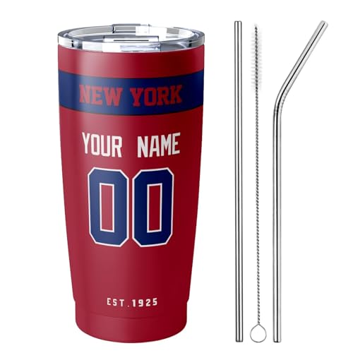 Image of ANTKING New York Tumbler 20 oz Travel Coffee Cup Custom Name Number for Men Women Boy Gifts