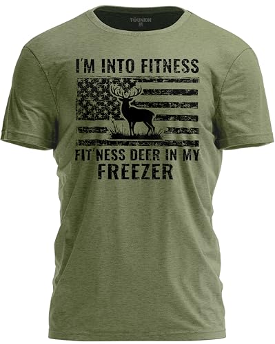 TeeUnion Wildlife Hunter T-Shirt for Men Funny Deer Hunting Art Tee Hunting Clothes for Men Military Green