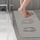 Atdheili Instant Dry Bathroom Rugs, Stone Absorbing Bath Mat, Quick Dry, Diatomite Stone, Fit Under Door (Grey, 15.7 * 23.6)
