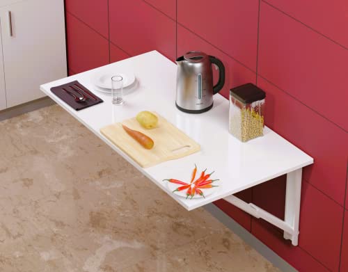 Image of Compal Foldable Study /Work /Utility Table - Wall-Mounted Computer /Laptop Table, 16X24 Inches (White)